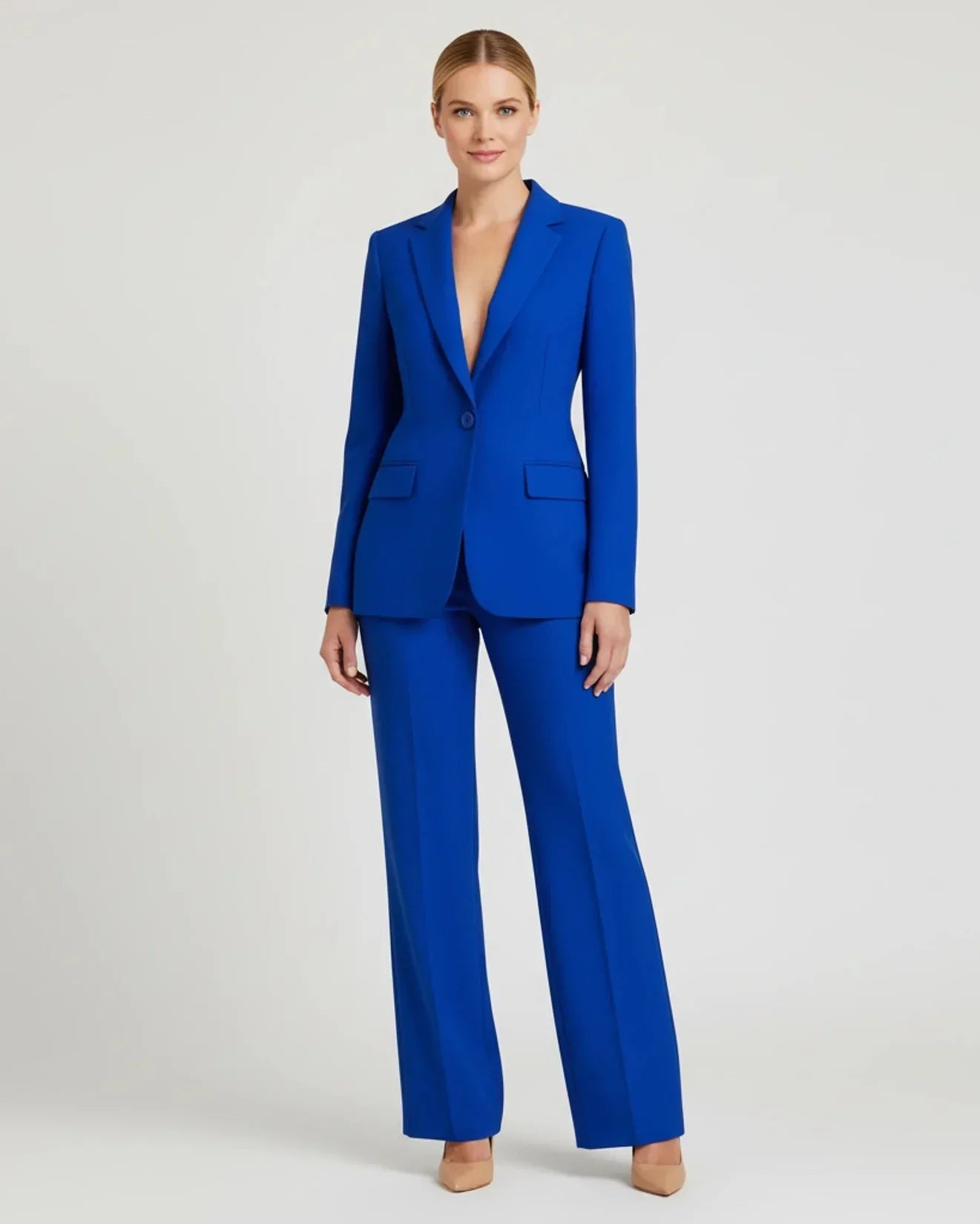 Women'S Chic Tailored Long Blazer Suit Set