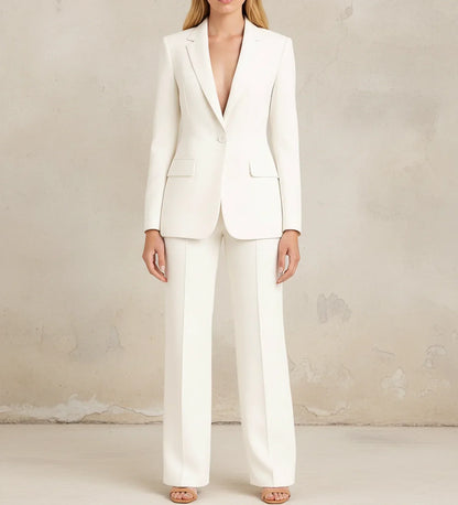 Women'S Chic Tailored Long Blazer Suit Set