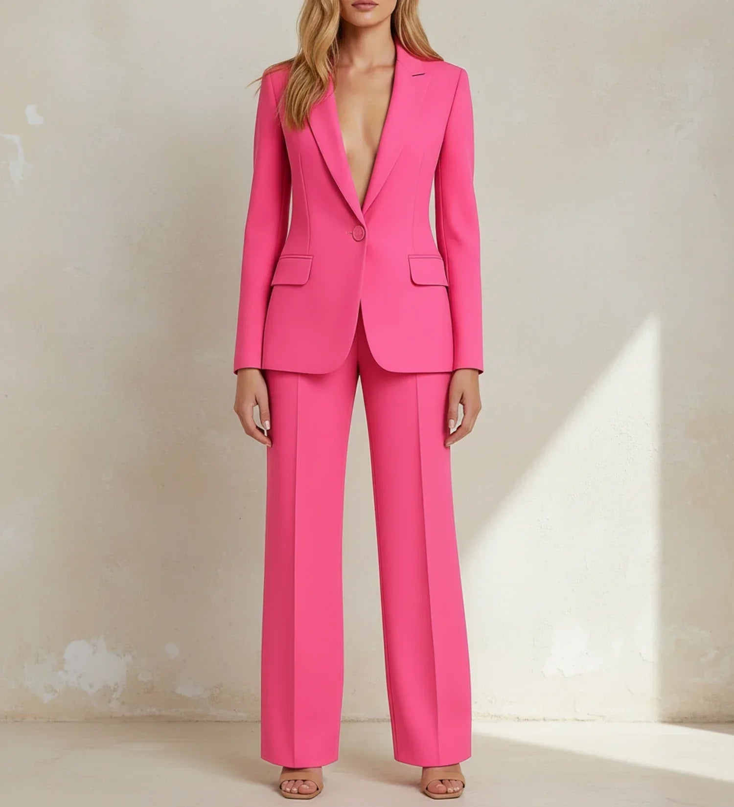 Women'S Chic Tailored Long Blazer Suit Set